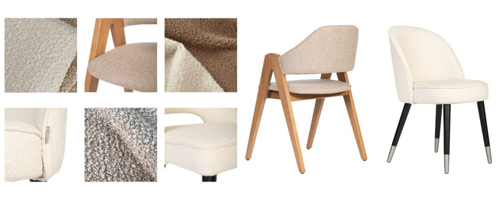 Стулья для ресторана в обивке букле Стулья для ресторана в обивке букле